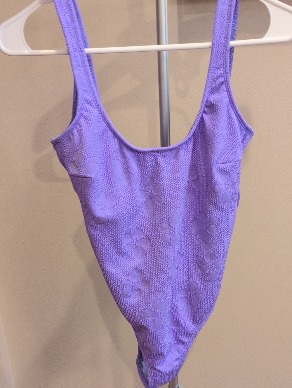 Salt + Cove Lavender Ribbed Floral One-Piece Swimsuit